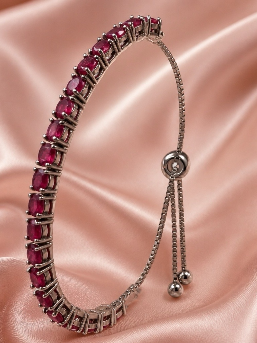 Raspberry Rhodolite Garnet, S925 Adjustable Bolo Bracelet